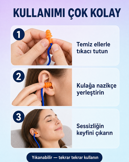 Silikon Kulak Tıkacı — Migren ve Gürültüye Karşı Sessizlik Desteği